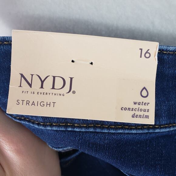 NYDJ Marilyn Straight Jeans Womens Size 16 Quinn Blue Hi-Rise Workwear Plus NWT - Picture 8 of 13